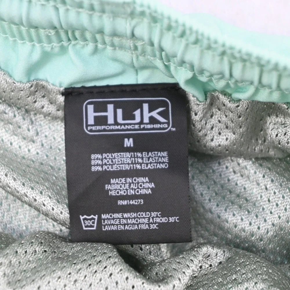 Huk Fishing Swim‎ Trunks Aqua Performance Netted W/ Pockets Mens Medium x 6